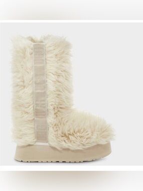 UGG Fluffy Tall Shearling Boot in Cream